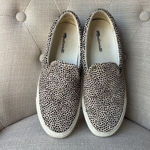 Madewell Sidewalk Leopard Print Cow Hide Slip-On Sneakers